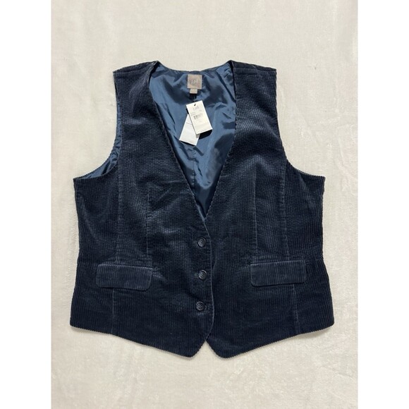 J. Jill Jackets & Blazers - J.Jill Corduroy Vest Blue Corduroy Crushed Velvet Back Size XL